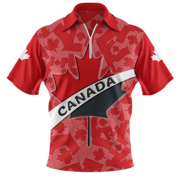 Canada Zip Polo Shirt Born Canadian Built Proud