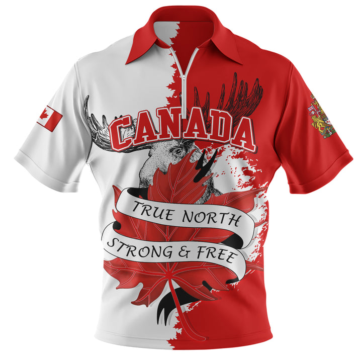 Canada Zip Polo Shirt Canada Wild Maple Strength