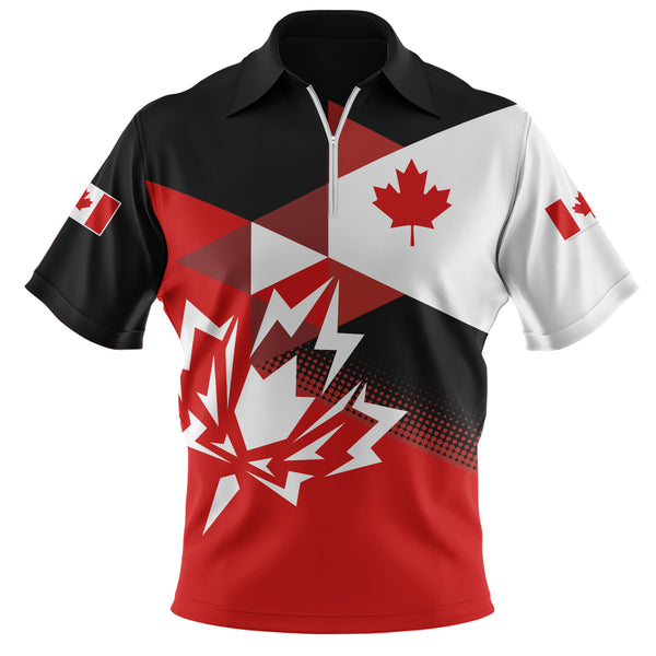 Canada Zip Polo Shirt Canada Maple Streetwear Graphic Style