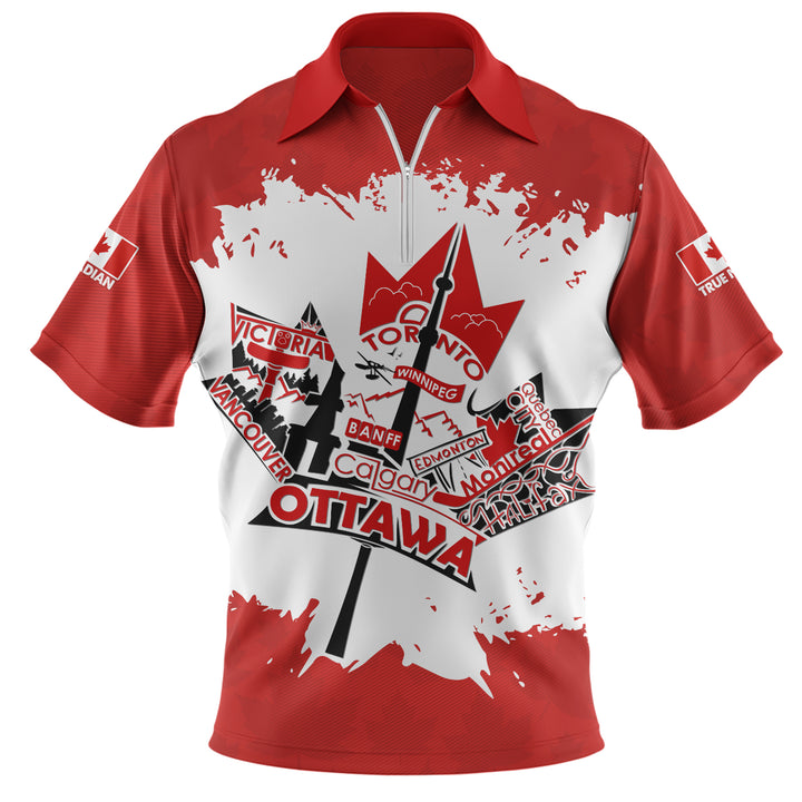 Canada Zip Polo Shirt Canada Day Maple Pride