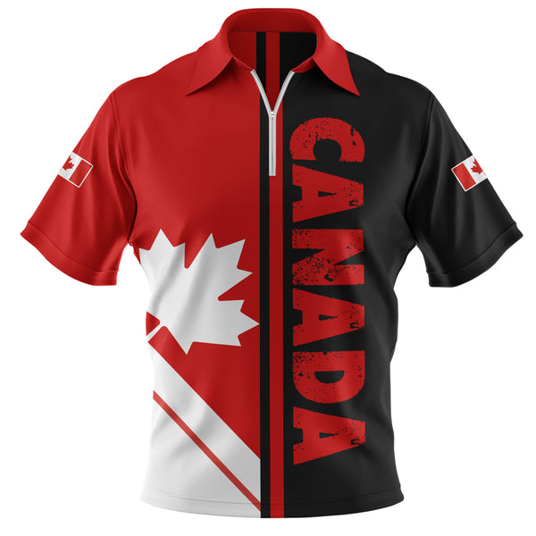 Canada Zip Polo Shirt Maple Power Canada Split