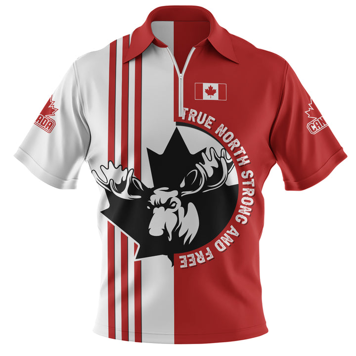 Canada Zip Polo Shirt Born North Wild And Proud