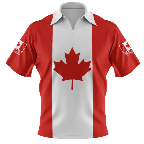 Canada Zip Polo Shirt Canada Royal Maple Beaver
