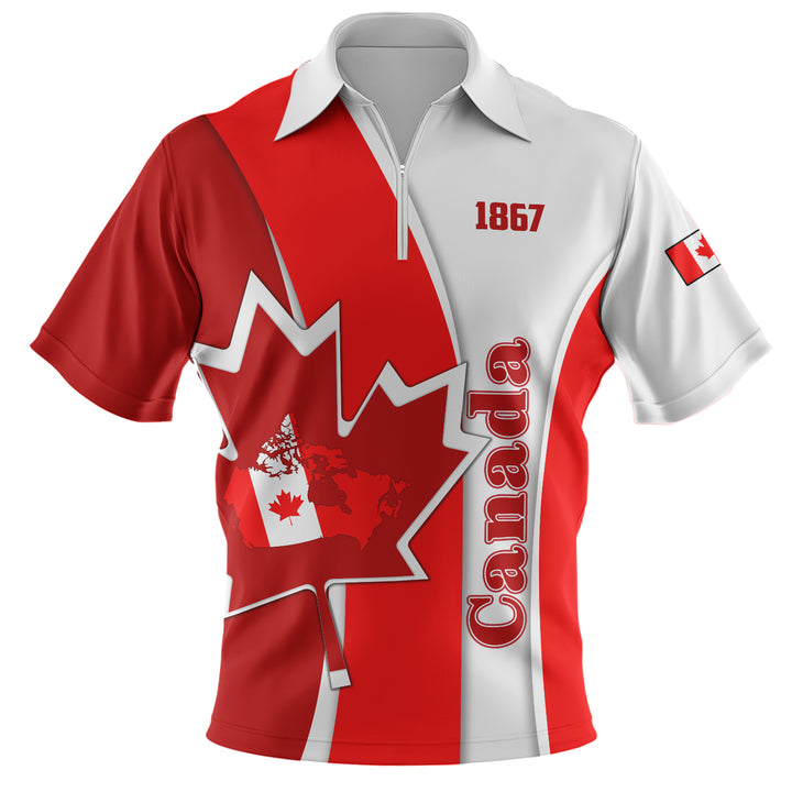 Canada Zip Polo Shirt Founding Year Spirit