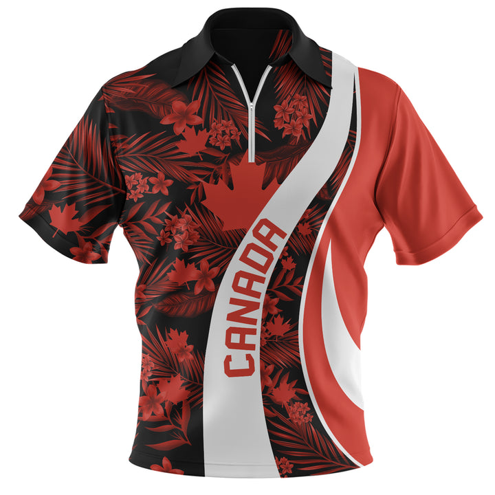Canada Zip Polo Shirt Canada Vintage Tropical Summer Style