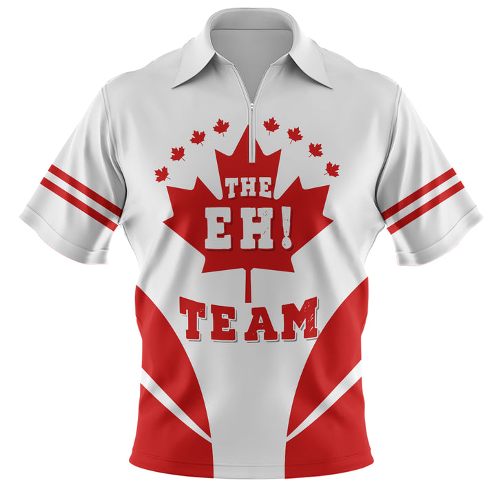 Canada Zip Polo Shirt Custom Canada The Eh Team Maple Leaf