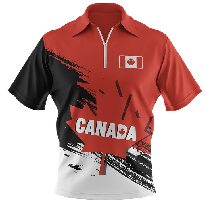 Canada Zip Polo Shirt Canada Maple Crest Honor