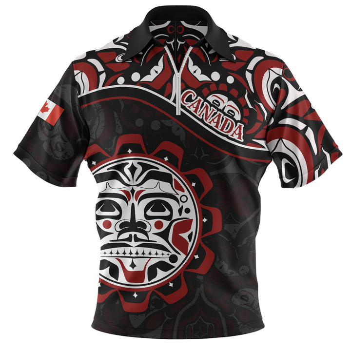 Canada Zip Polo Shirt Haida Sun Spirit