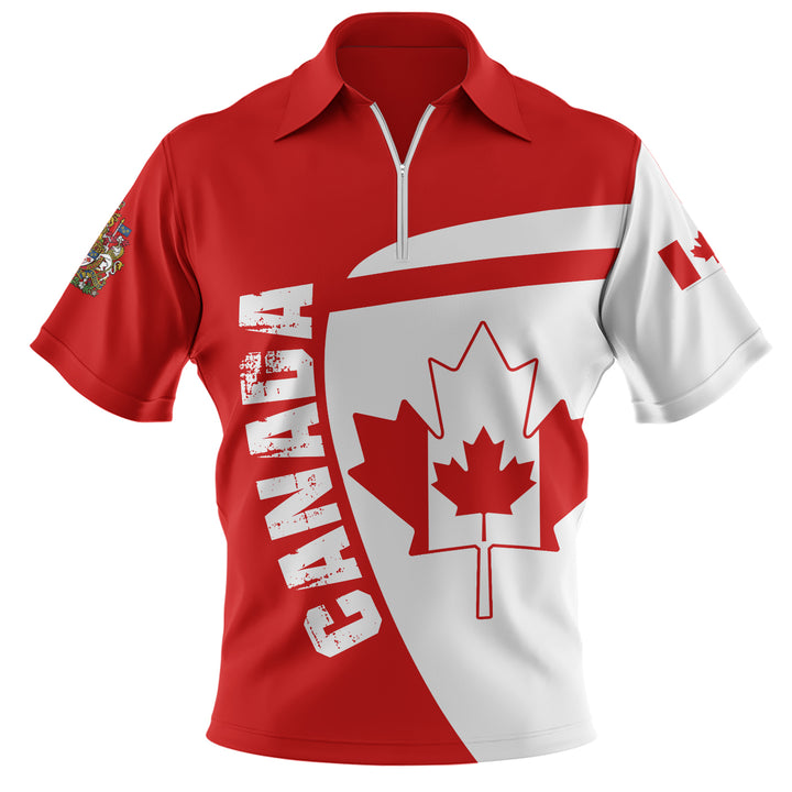Canada Zip Polo Shirt Canada Maple Leafs Half Concept
