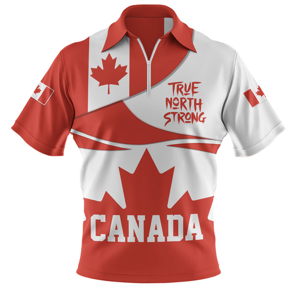 Canada Zip Polo Shirt Canada True North Strong Legend