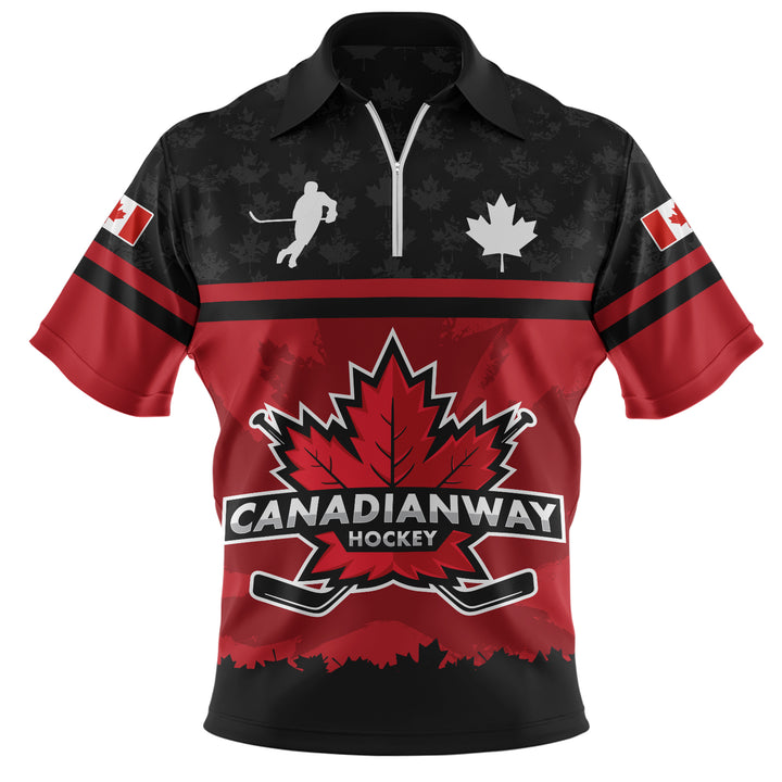 Canada Zip Polo Shirt True North Hockey Pride