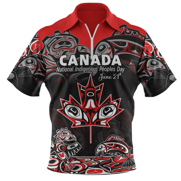 Canada Zip Polo Shirt Indigenous Peoples' Day Jun 21