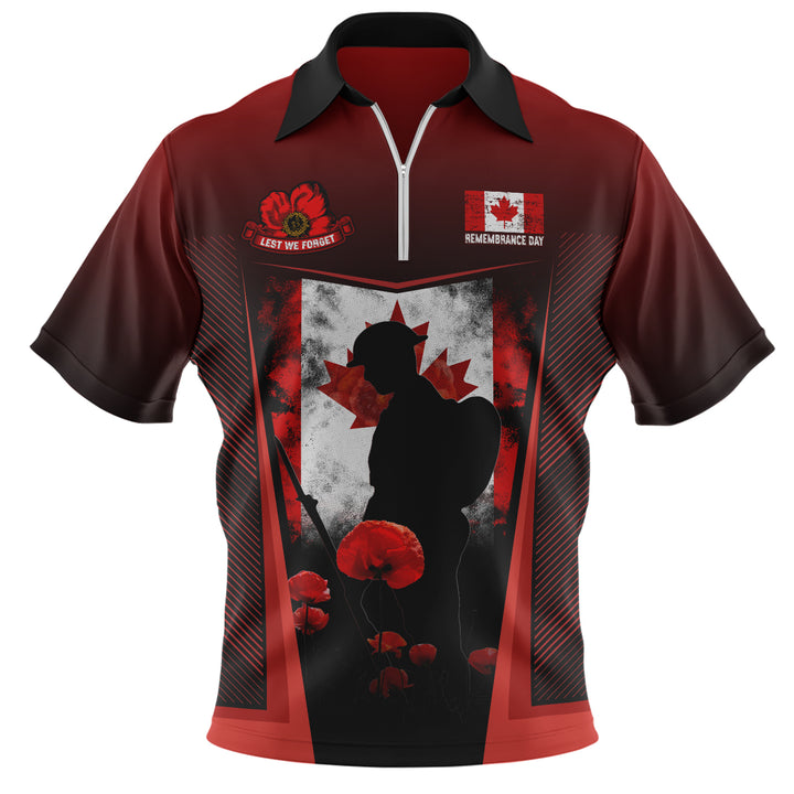 Canada Zip Polo Shirt Remembrance Day Heroes Of The Maple Leaf