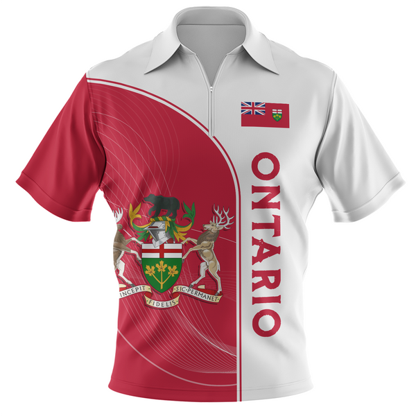 Ontario Zip Polo Shirt Proud Provincial Heritage